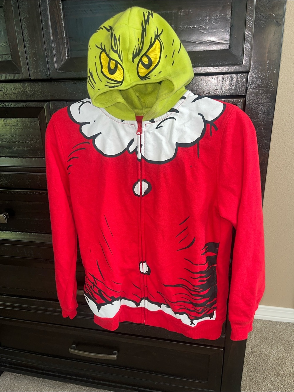 Dr. Seuss Red & Green Grinch Hooded Zip-Up Sweatshirt